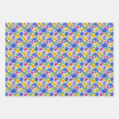 Vivid Blue Yellow Red Purple Flowers Pattern Geschenkpapier Set (Vorderseite)