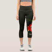 Vivid Bright Orange Floral mit Personalisiertem Na Capri Leggings (Vorderseite)