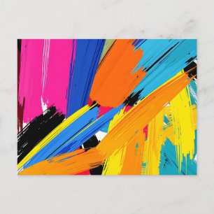 Vivid Brushstrokes Abstrakt Moderne Postkarte