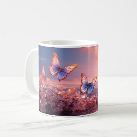 Vivid Butterfly Design Keramik Tasse (Vorderseite Links)