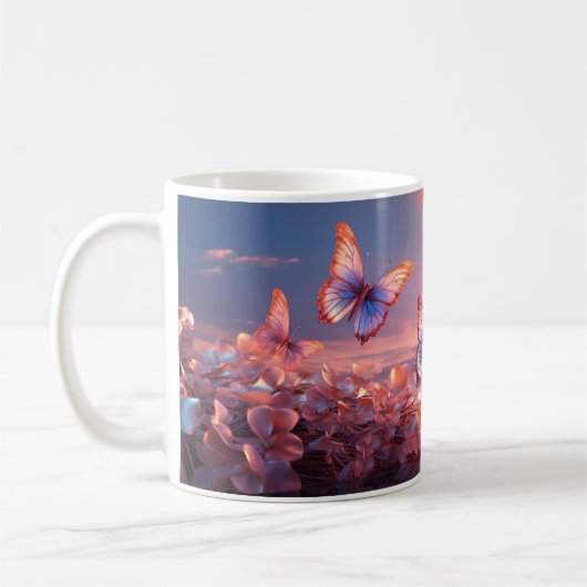 Vivid Butterfly Design Keramik Tasse (Links)