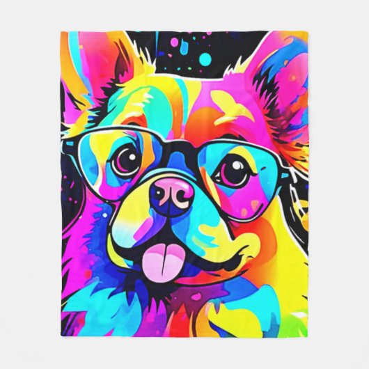 Vivid Canine Vibes Design Fleecedecke (Vorderseite)