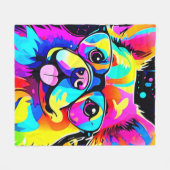 Vivid Canine Vibes Design Fleecedecke (Vorderseite (Horizontal))