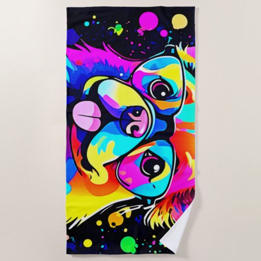 Vivid Canine Vibes Design Strandtuch (Vorderseite)