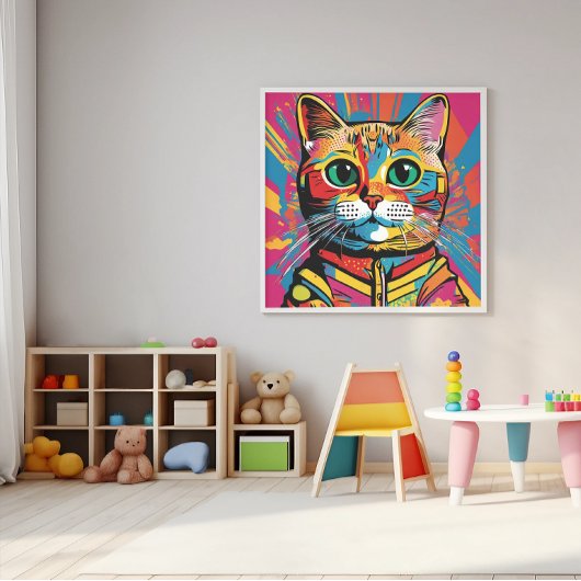 "Vivid Cat Art - Colorful Feline Face" Poster