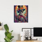 Vivid Celebration: Zuckerkulpferskelett Poster (Heimbüro)