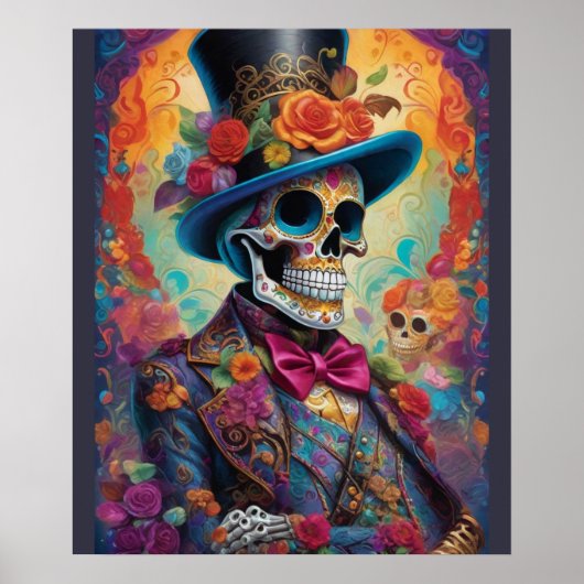 Vivid Celebration: Zuckerkulpferskelett Poster (Vorne)