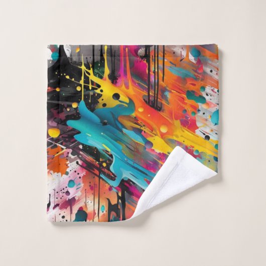 Vivid Chaos Splash Graffiti Badhandtuch Set (Waschlappen)