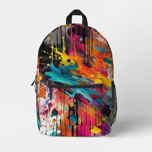 Vivid Chaos Splash Graffiti Bedruckter Rucksack (Vorderseite)