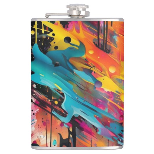Vivid Chaos Splash Graffiti Flachmann (Vorderseite)