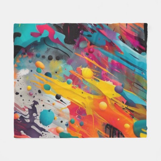 Vivid Chaos Splash Graffiti Fleecedecke (Vorderseite (Horizontal))
