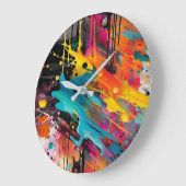 Vivid Chaos Splash Graffiti Große Wanduhr (Winkel)