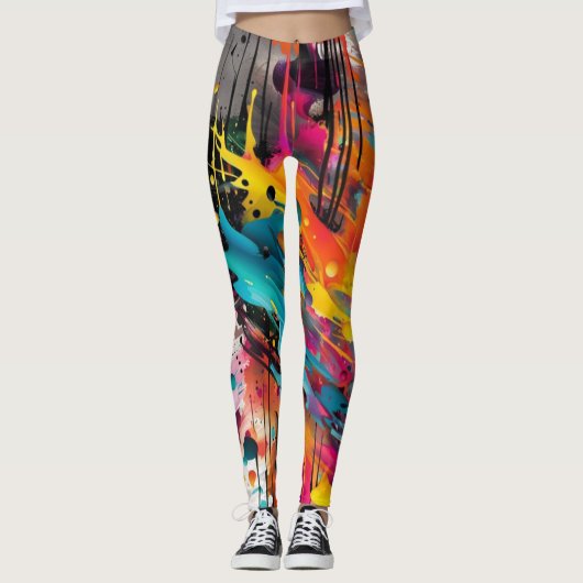 Vivid Chaos Splash Graffiti Leggings (Vorderseite)