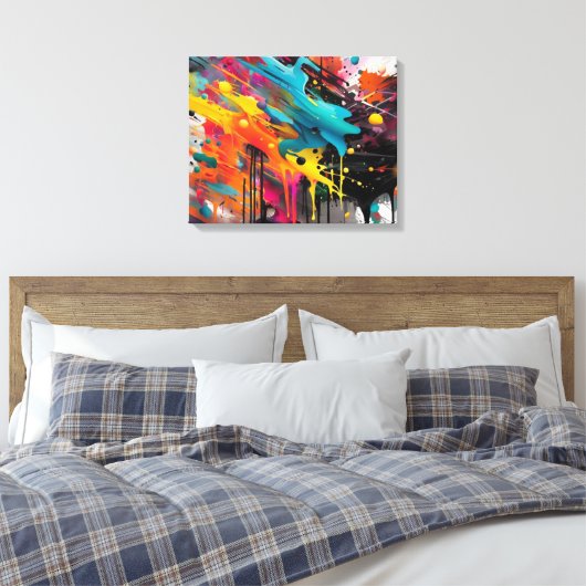 Vivid Chaos Splash Graffiti Leinwanddruck (Insitu (Schlafzimmer))