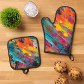 Vivid Chaos Splash Graffiti Ofenhandschuh & Topflappen-Set (Oben Unten)