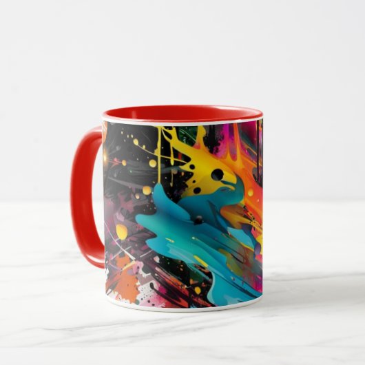 Vivid Chaos Splash Graffiti Tasse (Vorderseite Links)