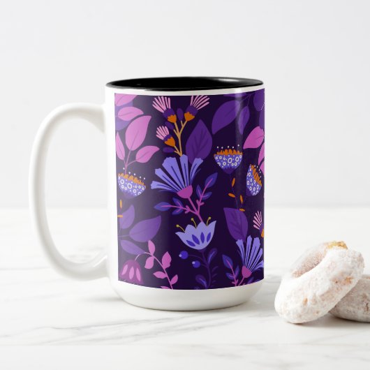 Vivid Charming Floral Zweifarbige Tasse (Mit Donut)