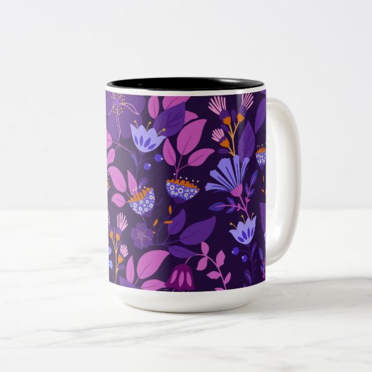 Vivid Charming Floral Zweifarbige Tasse (VorderseiteRechts)