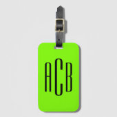 Vivid Chartreuse Green Vertical 3 Letter Monogram Gepäckanhänger (Vorderseite Vertikal)