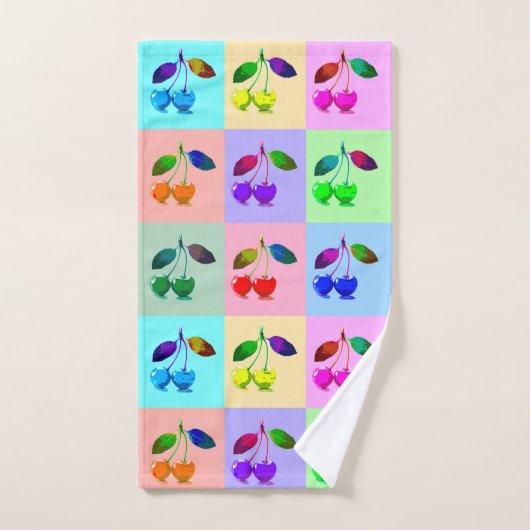 Vivid Cherries im Pop Art Style Badhandtuch Set (Handtuch)