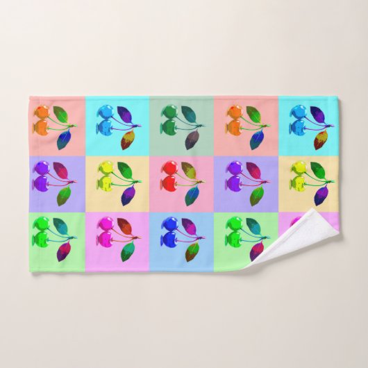 Vivid Cherries im Pop Art Style Badhandtuch Set (Handtuch)