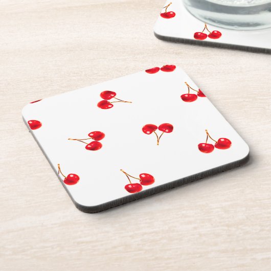 Vivid Cherry Pattern Getränkeuntersetzer (Linke Seite)