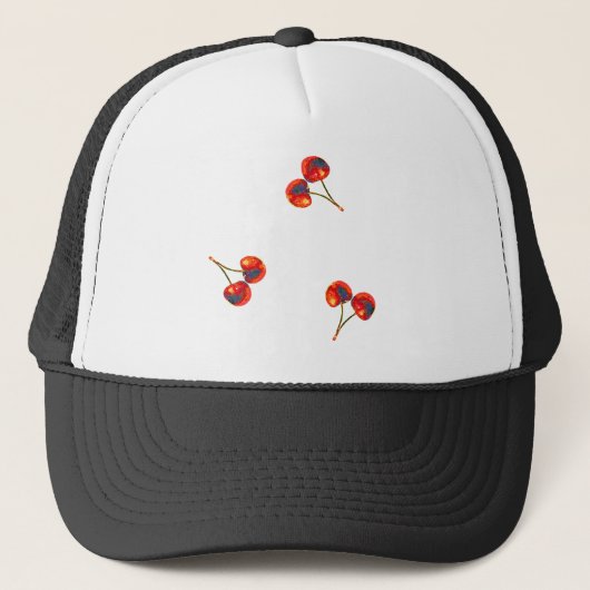 Vivid Cherry Pattern Trucker Hat Truckerkappe (Vorderseite)