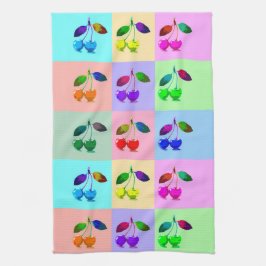 Vivid Colorful Cherries - Pop Art Geschirrtuch