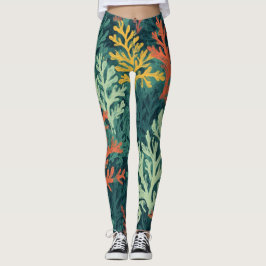 Vivid Coral Forest - Leggings
