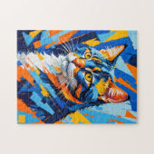 Vivid Cubist Cat Painting Puzzle (Horizontal)