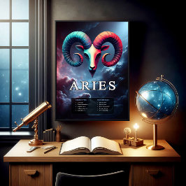 Vivid Customizable Aries Zodiac Sign Poster