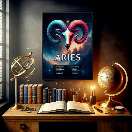 Vivid Customizable Aries Zodiac Sign Poster