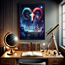 Vivid Customizable Aries Zodiac Sign Poster