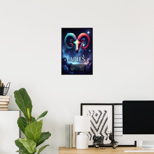 Vivid Customizable Aries Zodiac Sign Poster (Heimbüro)