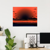 Vivid Dark Sunburst Beach Sky Poster (Heimbüro)