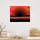 Vivid Dark Sunburst Beach Sky Poster (Küche)