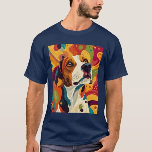 Vivid Dog Portrait - Kunstmischung und Liebe T-Shirt (Vorderseite)