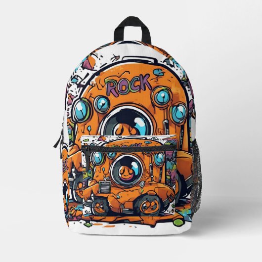 Vivid Drive: Orange Car Adventure Bedruckter Rucksack (Vorderseite)