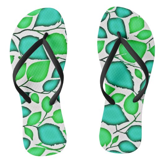 Vivid Elegance Blätter Muster Badesandalen (Fußbett)