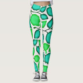 Vivid Elegance Blätter Muster Leggings (Vorderseite)
