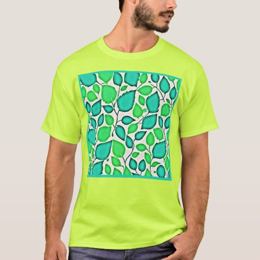 Vivid Elegance Blätter Muster T-Shirt (Vorderseite)