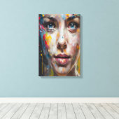 Vivid Expression - Abstraktes Portrait Art Leinwanddruck (Insitu (Holzboden))