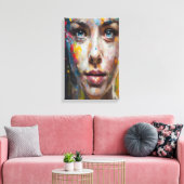Vivid Expression - Abstraktes Portrait Art Leinwanddruck (Insitu (Wohnzimmer))