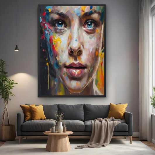 Vivid Expression - Abstraktes Portrait Art Poster
