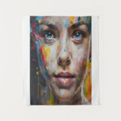 Vivid Expression - Abstraktes Portrait Art Wandteppich (Vorderseite)