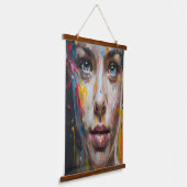 Vivid Expression - Abstraktes Portrait Art Wandteppich Mit Holzrahmen (Gewinkelt)