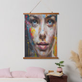 Vivid Expression - Abstraktes Portrait Art Wandteppich Mit Holzrahmen (Schlafzimmer)