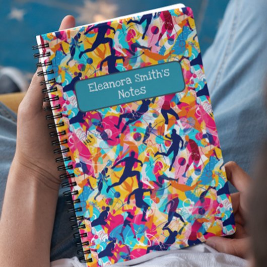 Vivid farbenfrohe Sportarten Zurück zur Schule Notizblock