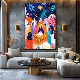 Vivid Fauvist Vision der Adoration Hirten Leinwanddruck