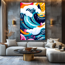 Vivid Fauvist Vision der großen Welle Kanagawas Leinwanddruck